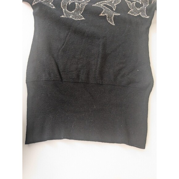 Vtg Mondi Germany wool Blend Sweater/dress Metallic Silver Black Sz 38/Med - Picture 10 of 10